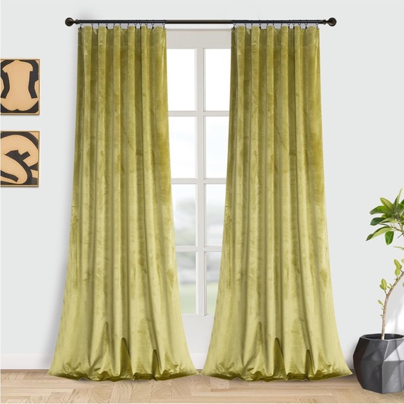 Set of 2 Velvet Curtain Cyan Darkening Luxury Thermal Insulated 2 Panels, 52x84 - Picture 1 of 6